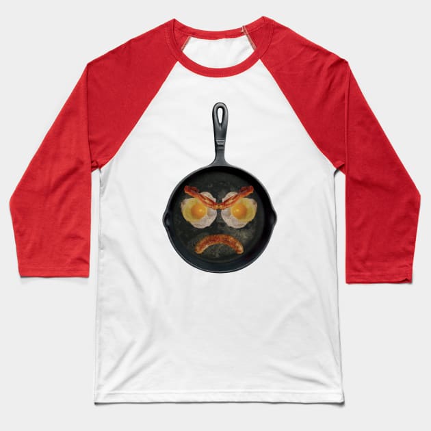 Angry Breakfast Baseball T-Shirt by lilmousepunk